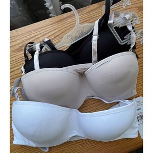 Rene Rofe Women's 3 Bras Push-Up Side Closure‎ Removable Straps Nude Size: 36C